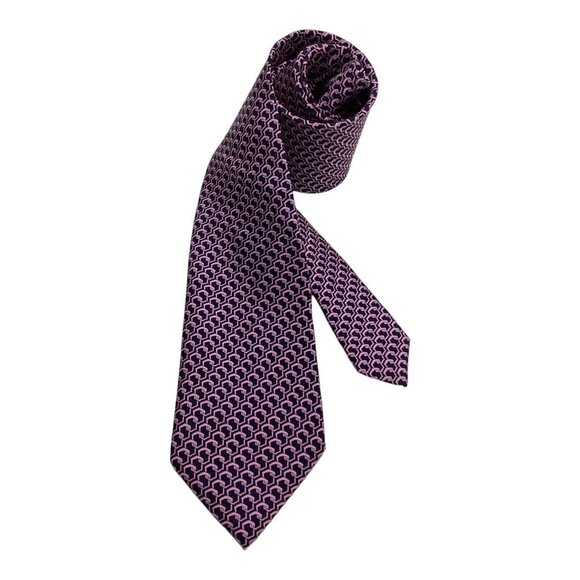 PATEK PHILIPPE Blue Pink Geometric Luxury Designer Silk Tie France W: 3.2" EX CD
